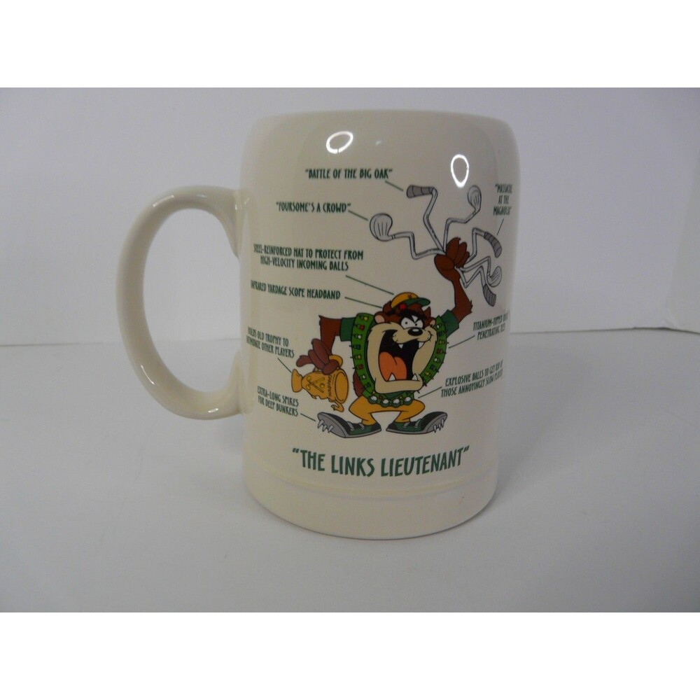 Vintage Warner Bros Tazmanian Devil Coffe Mug 1997 The Links Lieutenant